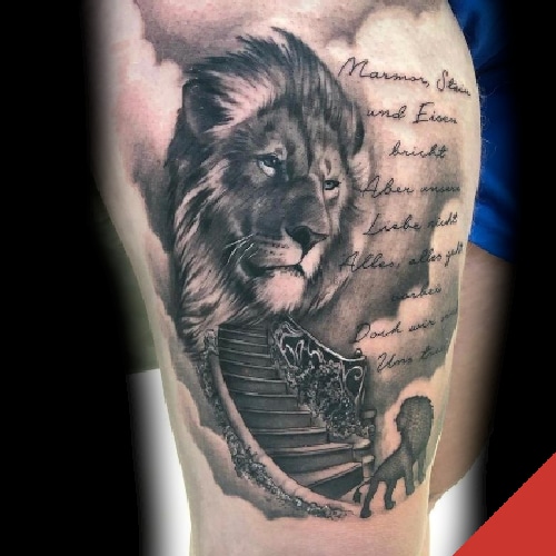 löwen lion realistik Blackandgrey tattoo Genny Tattoo Benztown Tattoostudio Stuttgart ink station 0711tattoo