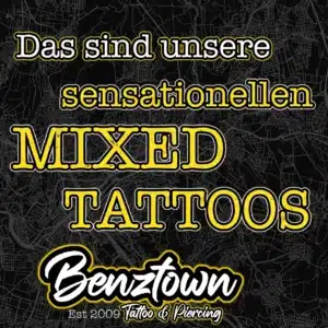 blackandgreytattoo coloredtattoo mixed tattoo benztown tattoowissen tattoos erklärt tattoos stuttgart tattoostudio