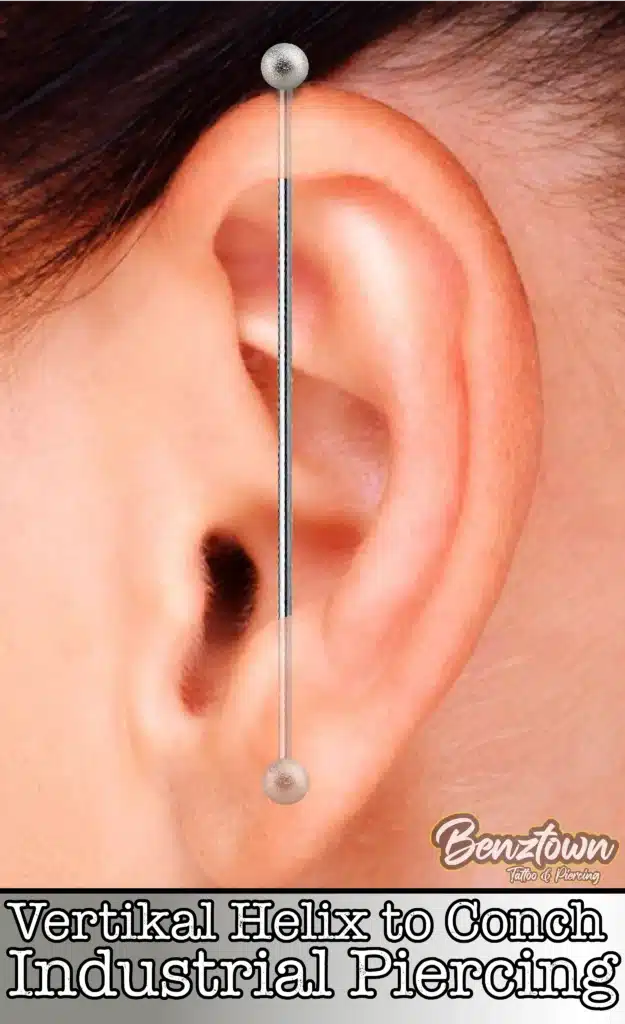 vertikal helix to conch industrial ohrknorpel Piercing benztown Piercing piercingstudio 0711piercing piercingwissen